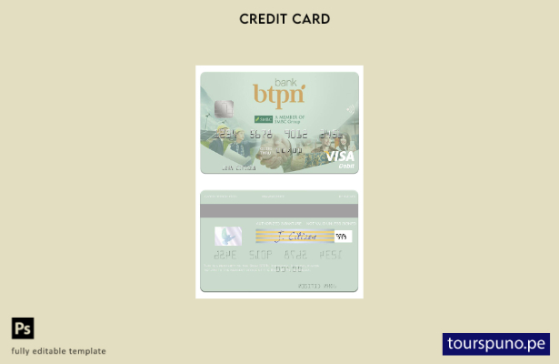 lista para imprimir plantilla de tarjeta de débito visa BTPN del Banco de Indone